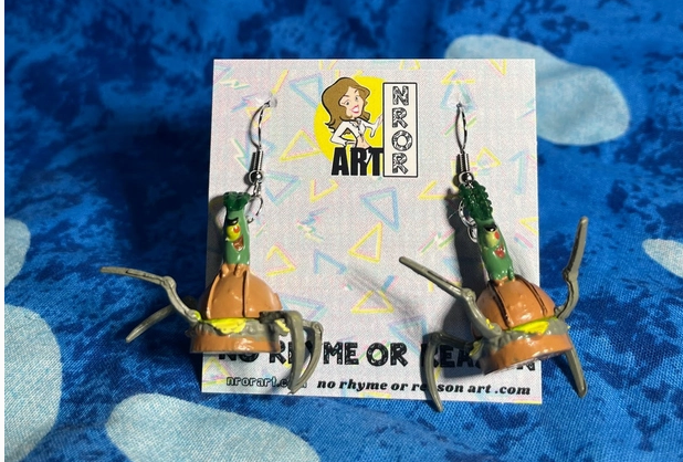 Plankton Stealing Krabby Patty Earrings