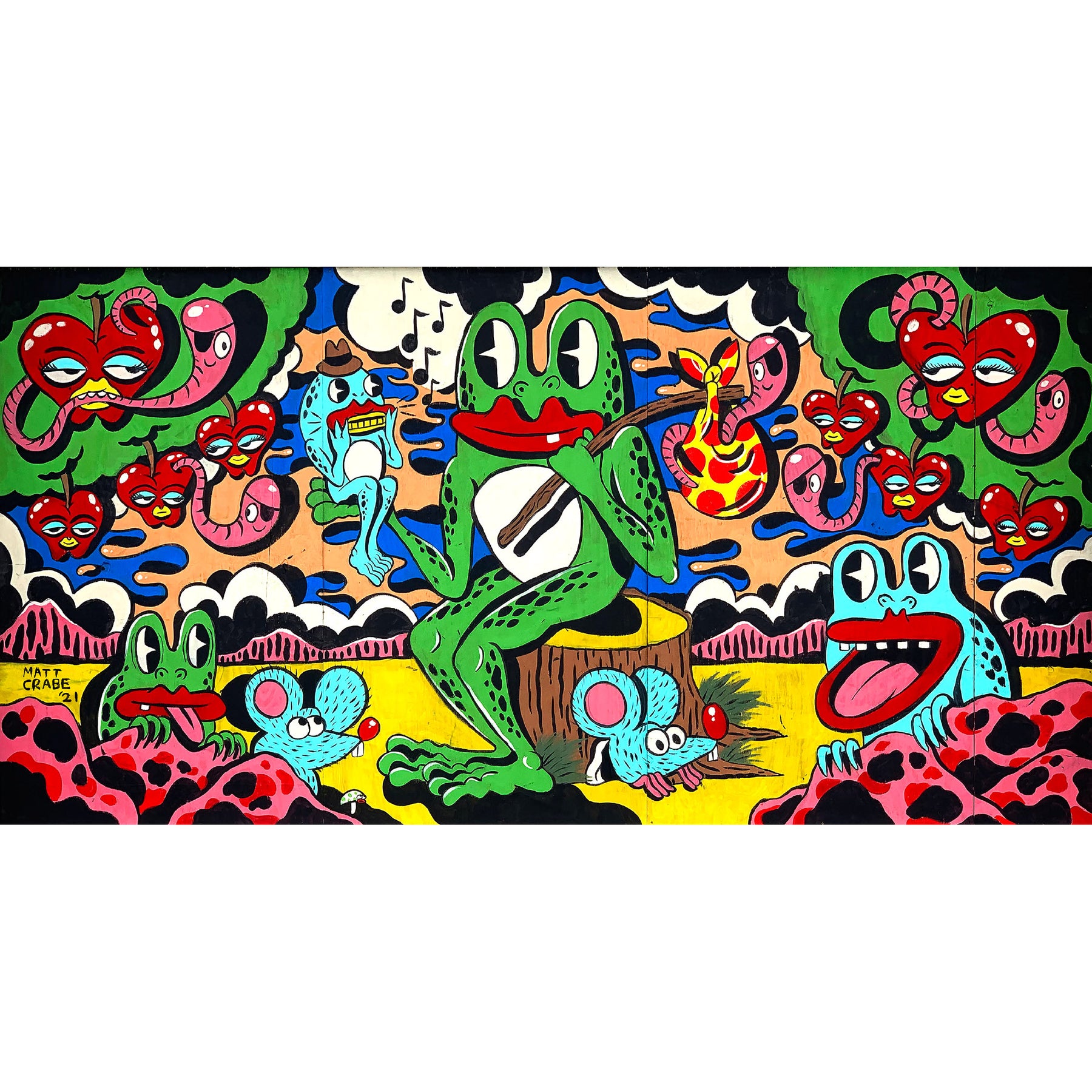 QP3 ワークエプロン　ワークグローブ　タオル　GRAFFITI Frog Day Towel, Matt Crabe – Asbury Park Fun House